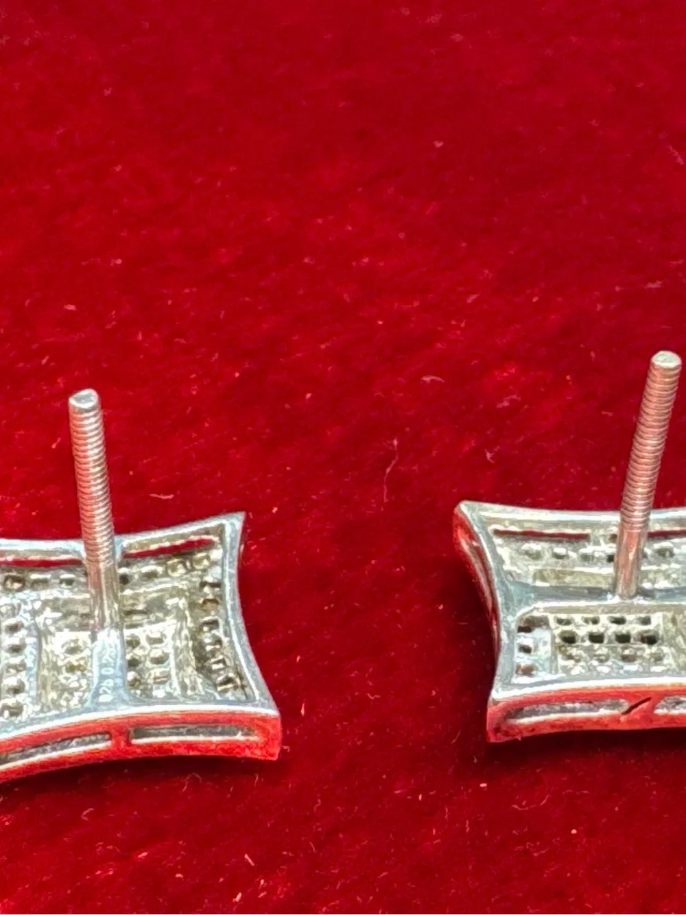 925 Sterling Silver Diamond Stud Earrings 0.25 CT Pave 2.6g Square Cluster